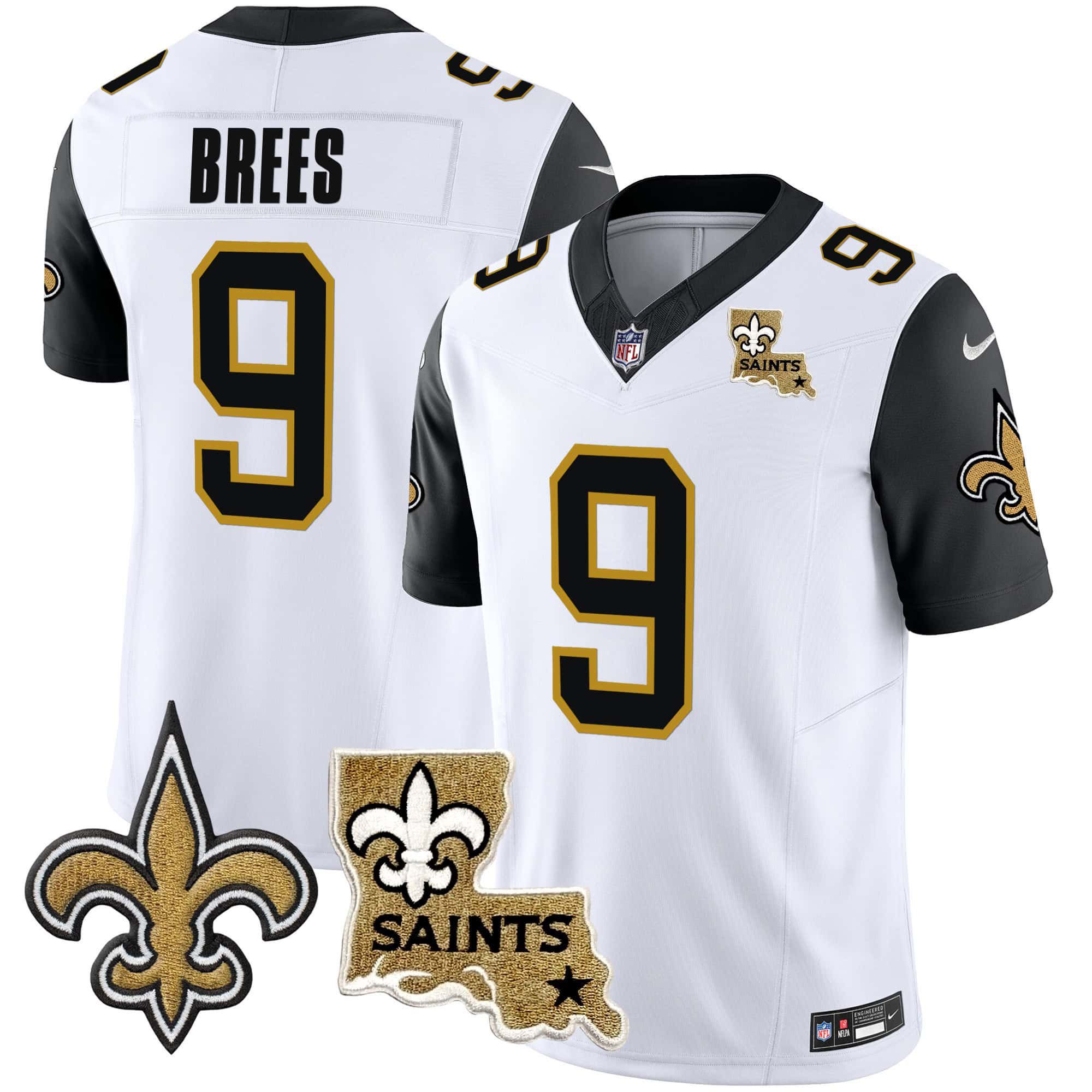 Men New Orleans Saints 9 Brees White 2024 Nike Vapor Limited NFL Jersey style 2